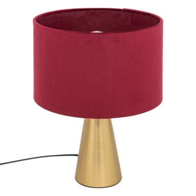 Lampe à poser Siana velours rouge rubis H35cm - Atmosphera