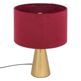 Lampe à poser Siana velours rouge rubis H35cm - Atmosphera