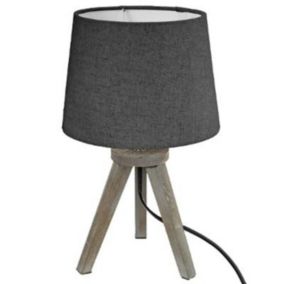 Lampe à Poser Trépied en Bois "Alexis" 31cm Gris