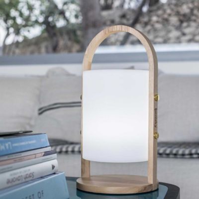 Lampe sans fil LED intégrée dimmable 5W Woody Lumisky bois blanc l.18 x H. 39 x P.18 x Ø 18 cm