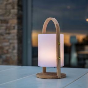 Lampe sans fil LED intégrée dimmable 5W Woody Lumisky bois blanc l.18 x H. 39 x P.18 x Ø 18 cm