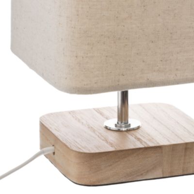 Lampe socle en bois style scandinave (14.5x14.5x21 cm - Ivoire)