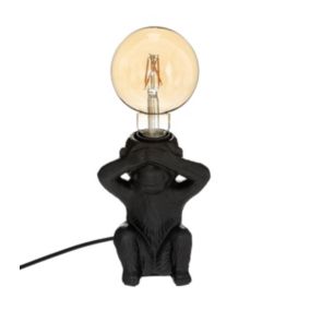 Lampe Socle Singe en Céramique Noire