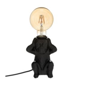 Lampe Socle Singe en Céramique Noire