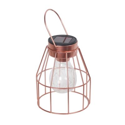 Lampe solaire cuivrée à poser ou à suspendre- Hauteur 24cm- 7 LED blanc chaud- 7 Lumens- Eclairage extérieur Jardin