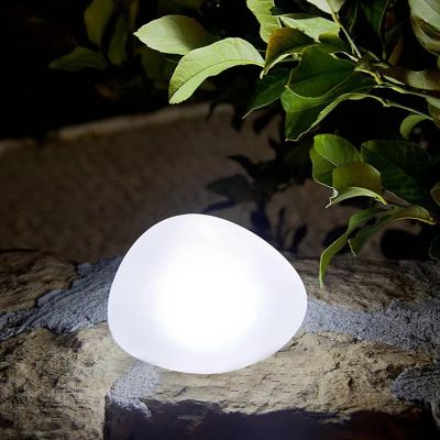 Lampe solaire décorative galet blanc ∅.16cm Lumisky, Solenzara
