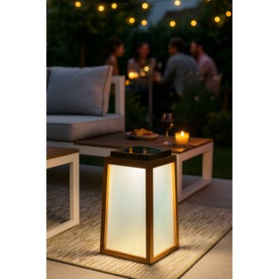 Lampe solaire design AURA SOLAIRE - Bois & Verre - USB rechargeable - 2 couleurs - 3 intensités
