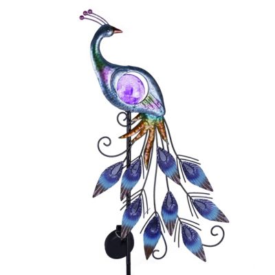 Lampe Solaire Jardin Paon LED – Statue Métal Imperméable, 30 Lumières Multicolores, Décoration Extérieur Magique