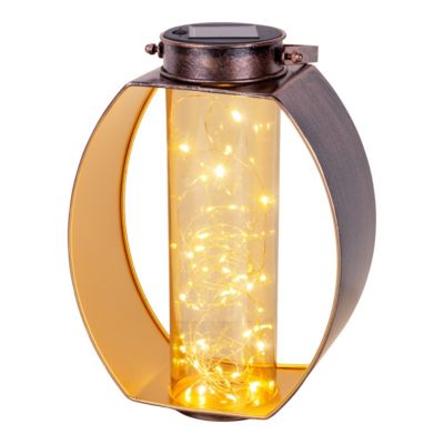 Lampe solaire LED Fairylight terrasse balcon table métal noir or acrylique 26x19,5x12,5cm LED fixes