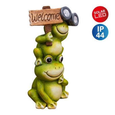 Lampe solaire LED Grenouille terrasse jardin plastique vert extérieur hauteur 45cm LED fixes