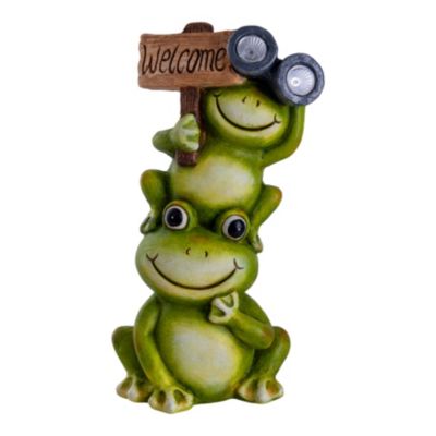 Lampe solaire LED Grenouille terrasse jardin plastique vert extérieur hauteur 45cm LED fixes