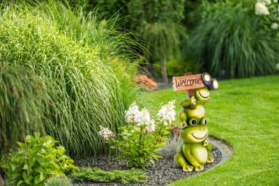 Lampe solaire LED Grenouille terrasse jardin plastique vert extérieur hauteur 45cm LED fixes