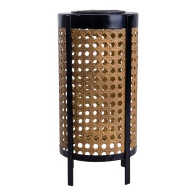 Lampe solaire à LED 'Patti' Lampe de table d'extérieur en métal et plastique noir et naturel, avec LED fixe intégrée