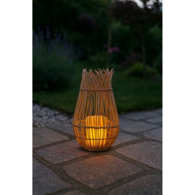 Lampe solaire NATURELIA SOLAIRE en rotin tressé - Lumière vacillante effet bougie