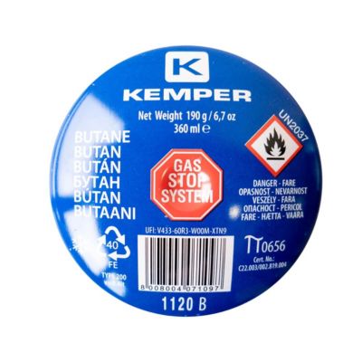 Lampe à souder à gaz Professionnelle 360 degrés Chalumeau gaz Allumage piezo + 8 Cartouches gaz Perçables KEMPER