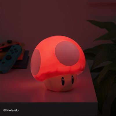 Lampe Super Mario rouge, veilleuse décorative champignon 3D et sons, l.12,5 x H.12 cm sans fil, Paladone