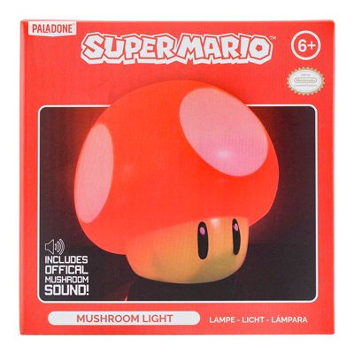 Lampe Super Mario rouge, veilleuse décorative champignon 3D et sons, l.12,5 x H.12 cm sans fil, Paladone