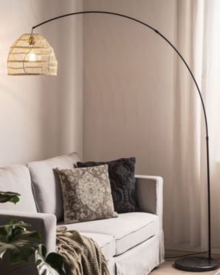 Lampe sur pied avec abat-jour en rotin clair GUAVIARE