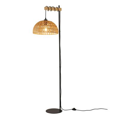 Lampe sur pied en bois avec abat-jour en corde de jute beige "SALVIA" - E27