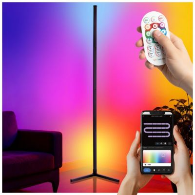 Lampe sur pied LED 16 millions de couleurs, plus de 200 effets lumineux noir/blanc