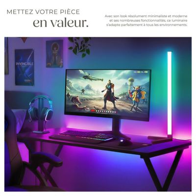 Lampe sur pied LED 16 millions de couleurs, plus de 200 effets lumineux noir/blanc