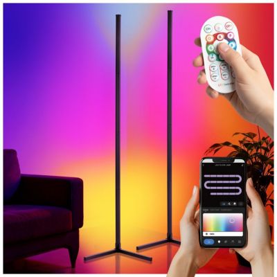 Lampe sur pied LED 16 millions de couleurs, plus de 200 effets lumineux noir/blanc