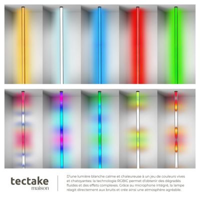 Lampe sur pied LED 16 millions de couleurs, plus de 200 effets lumineux noir/blanc