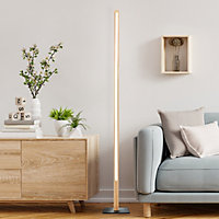 Lampe sur pied LED intégrée Arion métal noir et bois beige blanc chaud 14W IP20 L.120 x H. 186 cm Brillant