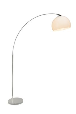 Lampe sur pied Vessa 166 cm E27 60 W avec interrupteur au pied, chrome et blanc