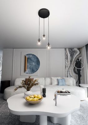 Lampe suspendue COSMO 3 BL PREMIUM TRANSPARENT, Emibig Lighting, Fabriqué en EU