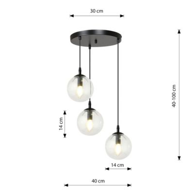 Lampe suspendue COSMO 3 BL PREMIUM TRANSPARENT, Emibig Lighting, Fabriqué en EU