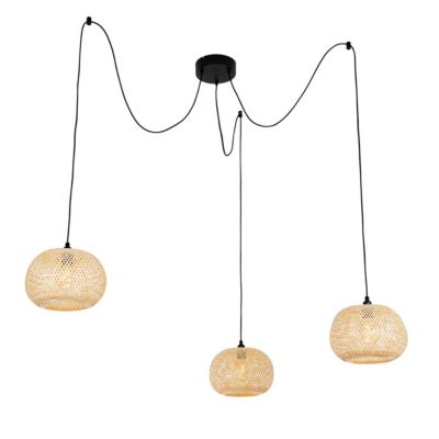 Lampe suspendue d'extérieur orientale en bambou 3 lumières IP44 - Rafael