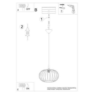 Lampe suspendue en acier 1 lampes 35x35x86cm Sollux