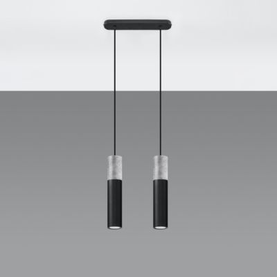 Lampe suspendue en acier/béton 2 lampes 30x6x90cm Sollux