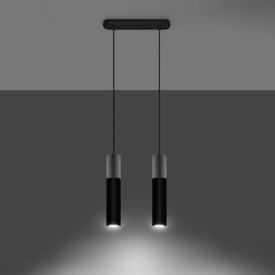 Lampe suspendue en acier/béton 2 lampes 30x6x90cm Sollux