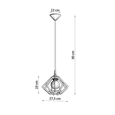 Lampe suspendue en bois 1 lampes 27.5x27.5x90cm Sollux