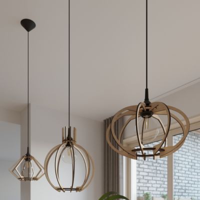 Lampe suspendue en bois 1 lampes 27.5x27.5x90cm Sollux