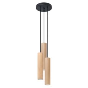 Lampe suspendue en bois 3 lampes 20x20x100cm Sollux