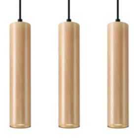 Lampe suspendue en bois 3 lampes 45x6x90cm Sollux