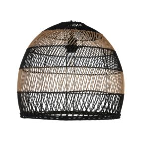 Lampe suspendue en rotin beige naturel et noir BUMI