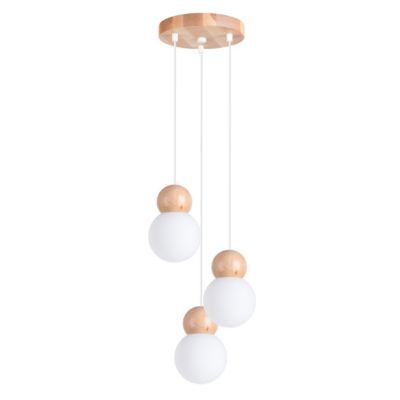 Lampe suspendue en verre/bois 3 lampes 31x31x124cm Sollux