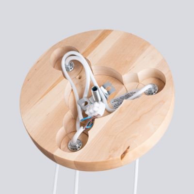 Lampe suspendue en verre/bois 3 lampes 31x31x124cm Sollux
