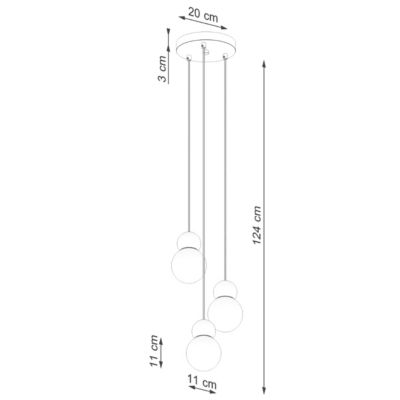 Lampe suspendue en verre/bois 3 lampes 31x31x124cm Sollux