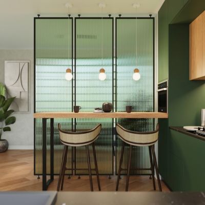 Lampe suspendue en verre/bois 3 lampes 31x31x124cm Sollux
