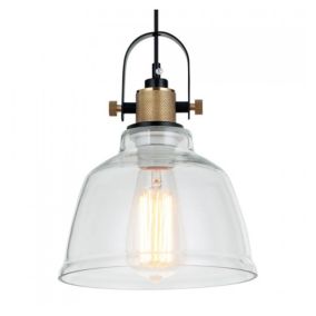 Lampe suspendue industrielle verre transparent - Linz