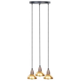 Lampe suspension à 3 lumières en métal cuivré CASTALY