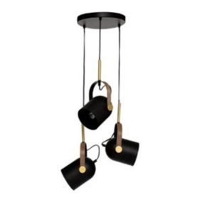 Lampe Suspension 3 Têtes "Bil" 83cm Noir