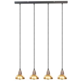 Lampe suspension à 4 lumières en métal cuivré CASTALY