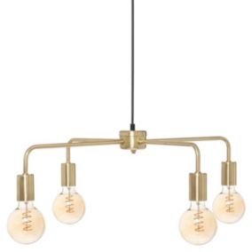 Lampe Suspension 4 Têtes Design "Teve" 69cm Or