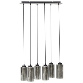 Lampe suspension à 6 lumières en verre gris PURIRI